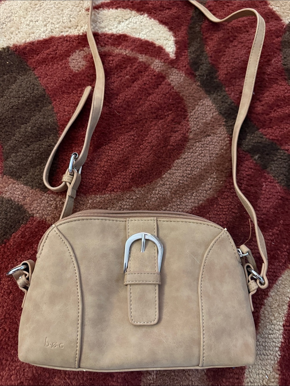 boc Tan Crossbody Bag with Silver Buckle